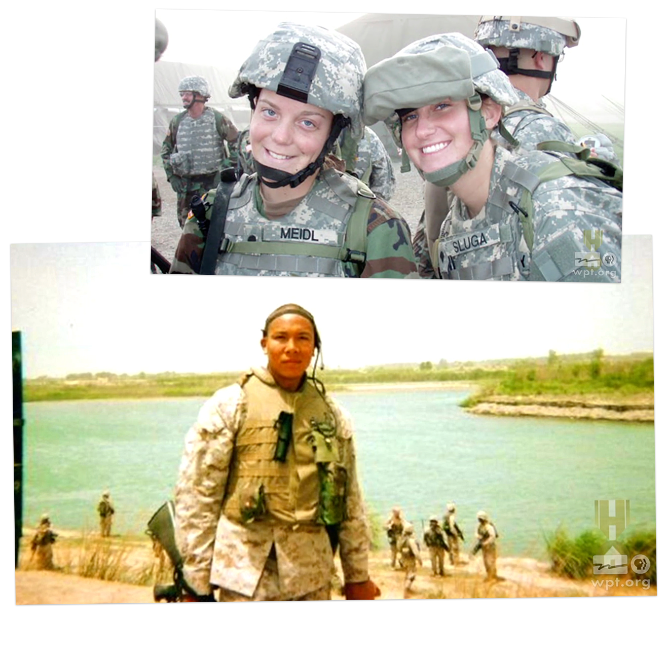 Two photographs of Americans serving in the military.
