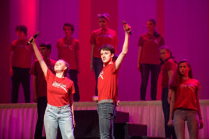 Scene from Shorewood High Schools Sweeney Todd, ft. Max Pink and Zoe Bockhorst. Photo credit: Mark Frohna.