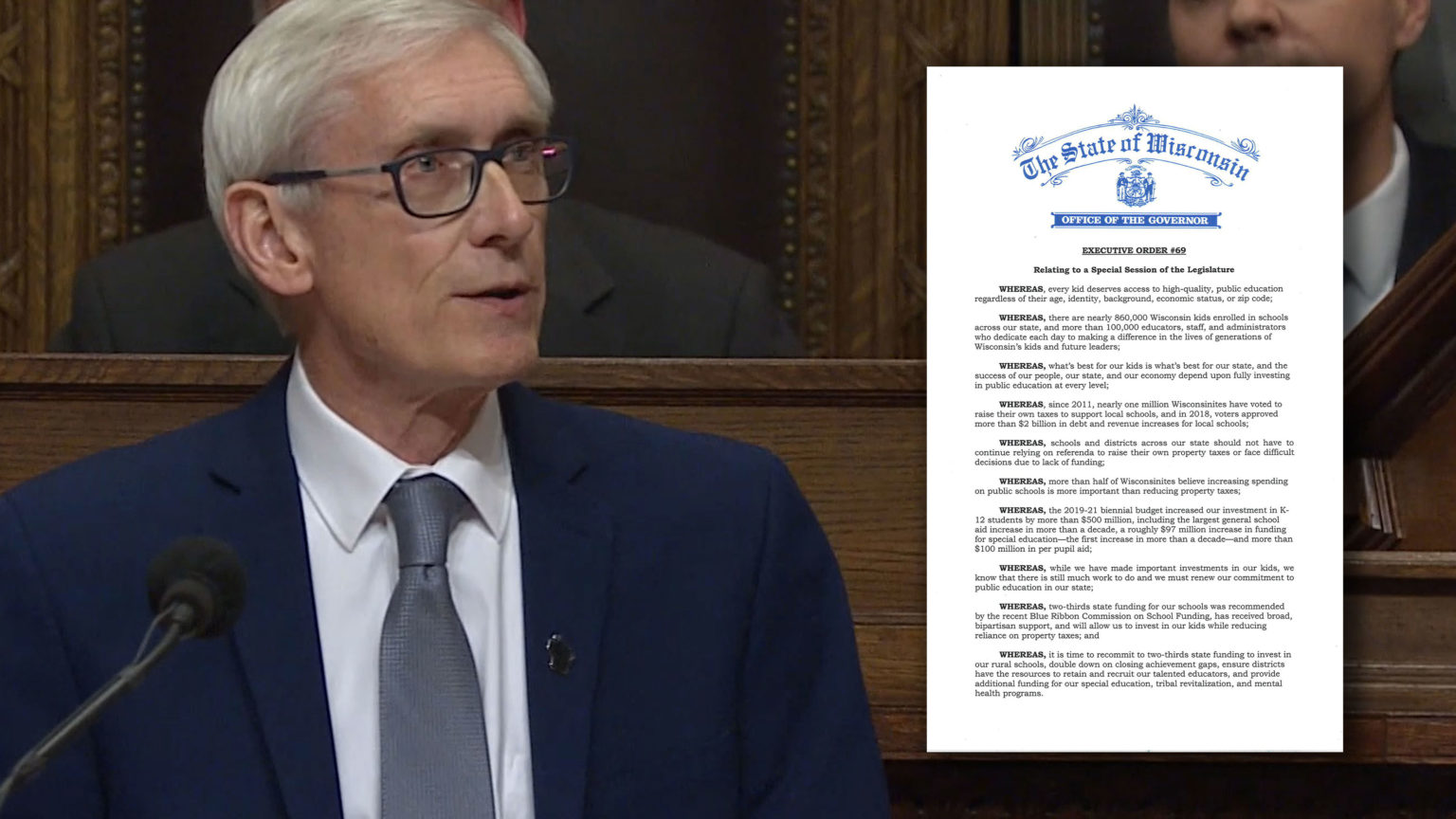 Evers Calls for Special Session, Return to Two-Thirds Funding