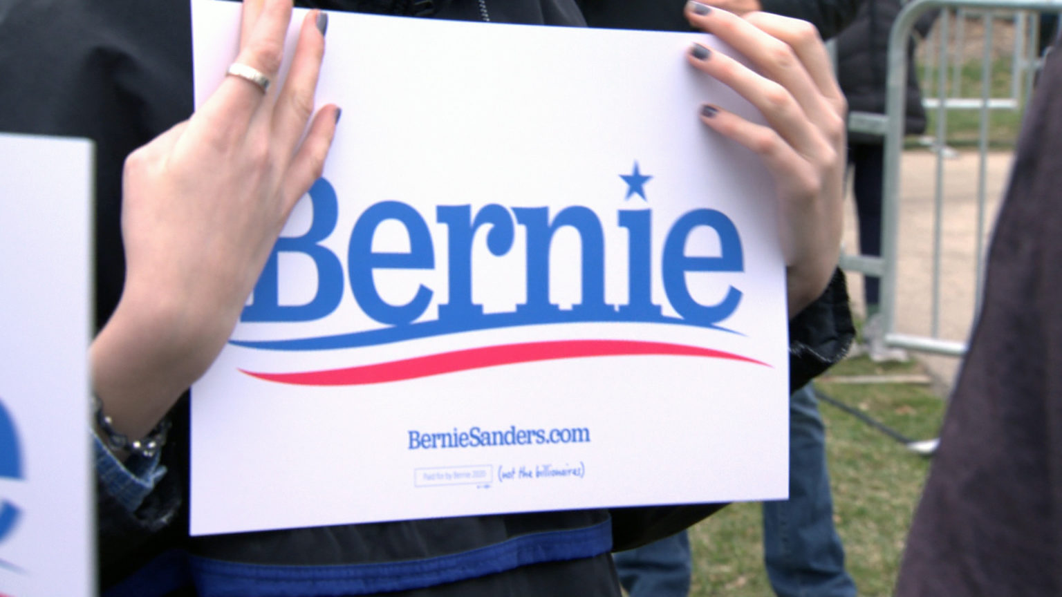 Bernie Sanders sign.