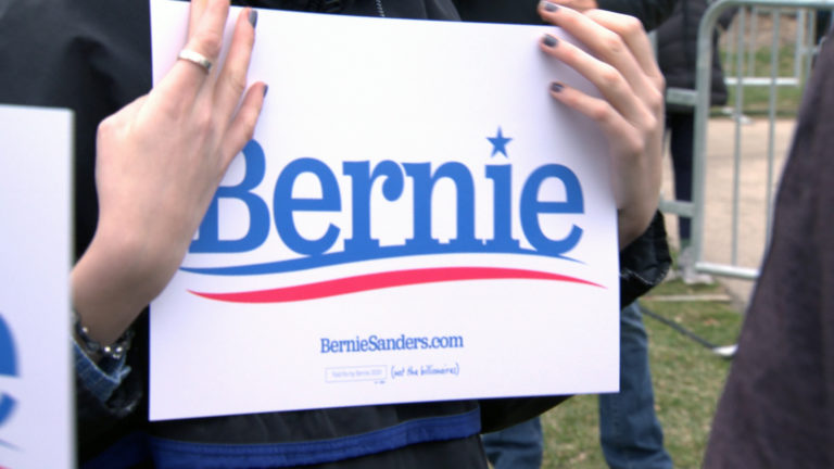 Bernie Sanders sign. Bernie Sanders sign.