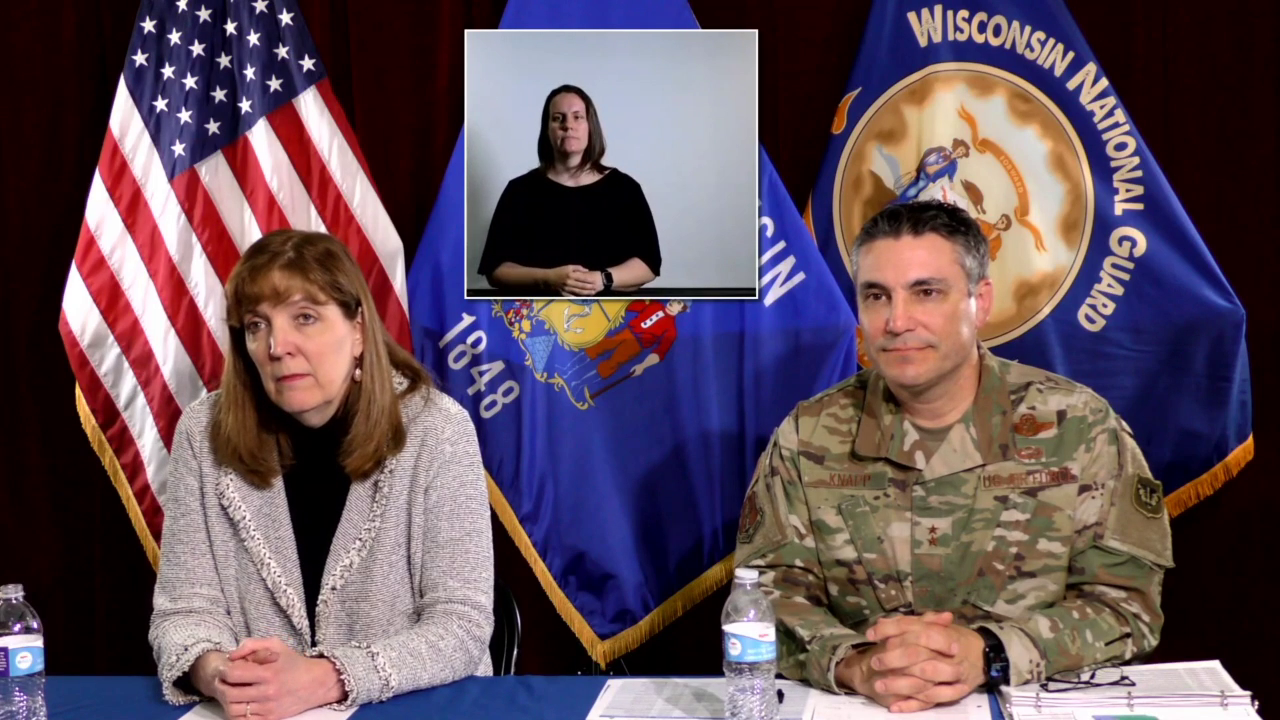 Deputy health secretary Julie Willems Van Dijk and Wisconsin National Guard Adjutant General Paul Knapp brief Wisconsin media May 12, 2020.