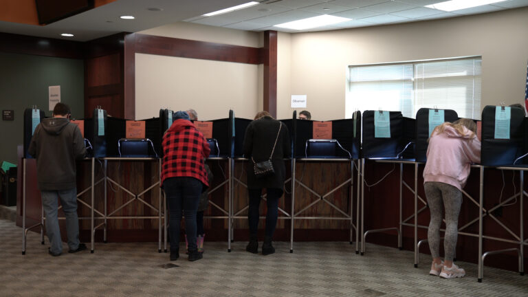 Voters cast their ballots in-person on Nov. 3 at a polling location in Verona.