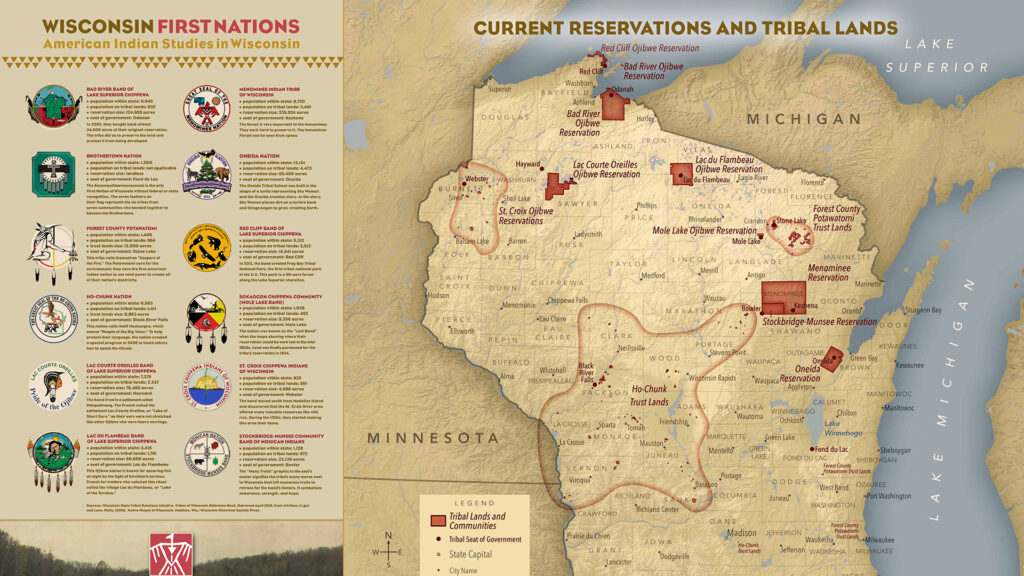 Map of Wisconsin's current reservations and tribal lands