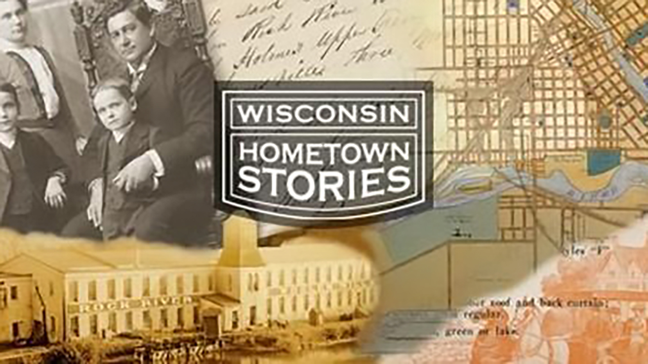 A collage image of Wisconsin historical photos and maps