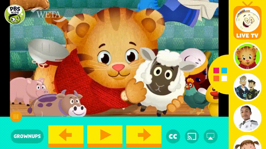 images of PBS KIDS video app for downloading episodes and clips