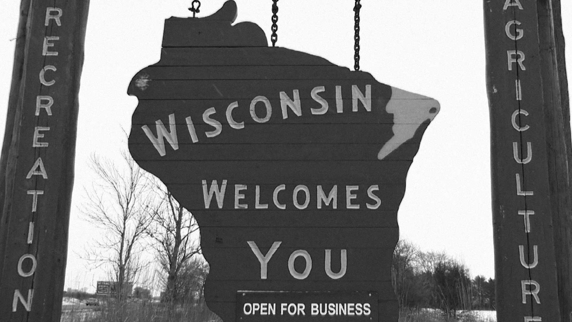 Wisconsin road sign typically located at the state lines. Photo/PBS Wisconsin.