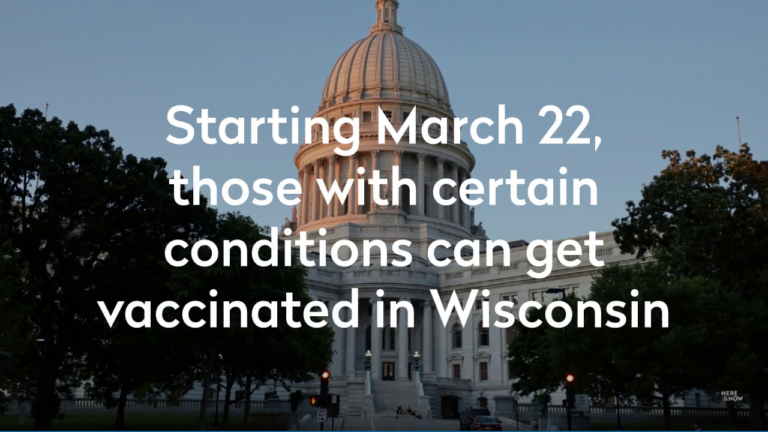 Wisconsin Capitol with text in front