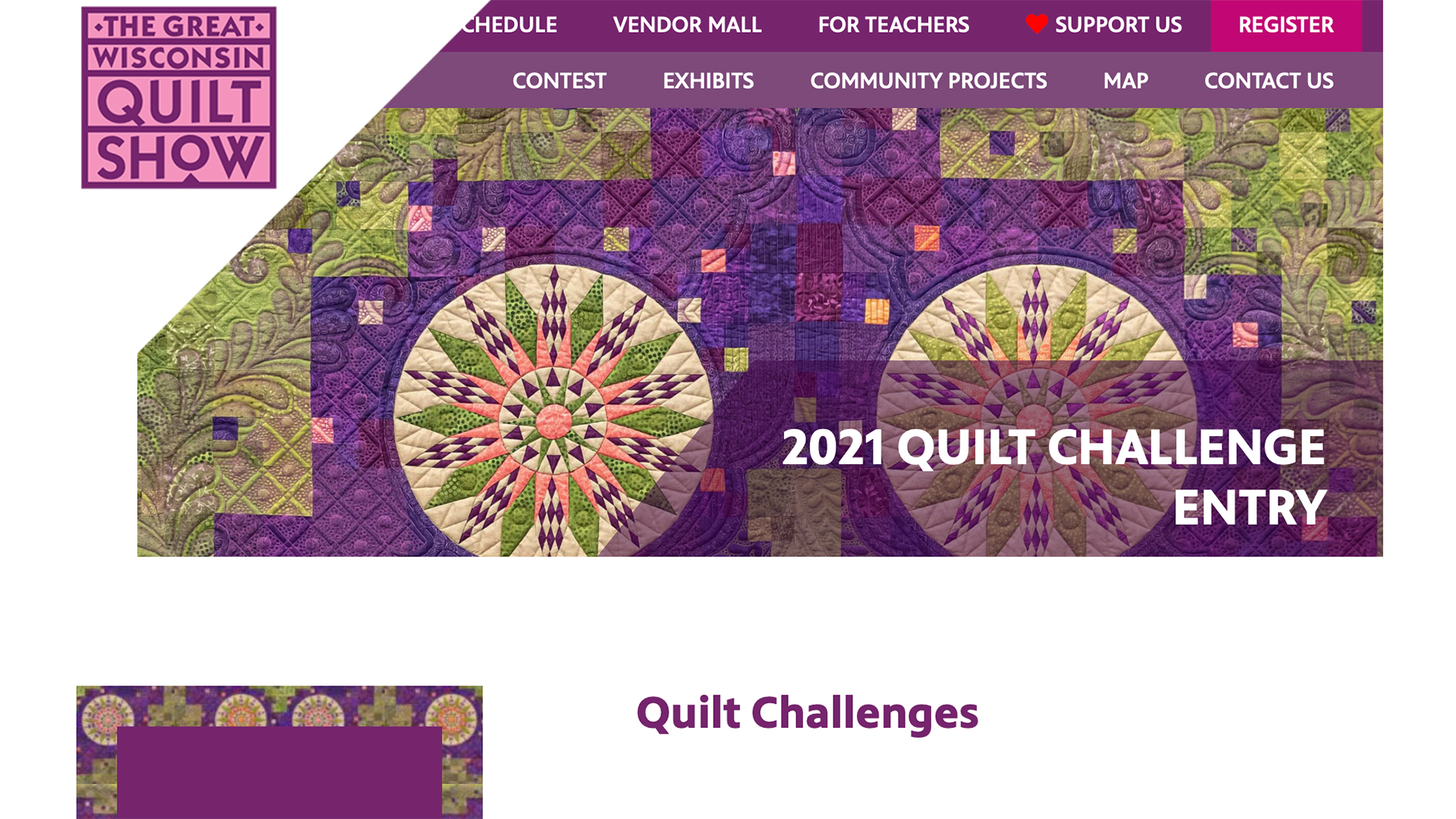 Quilt Challenge page on quiltshow.com