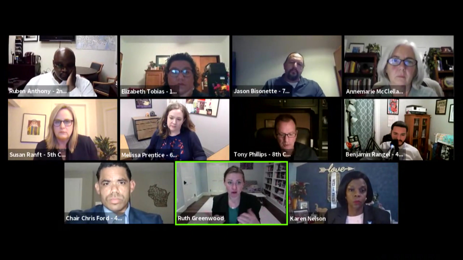 A screenshot shows participants in a virtual meeting of the People's Maps Commission