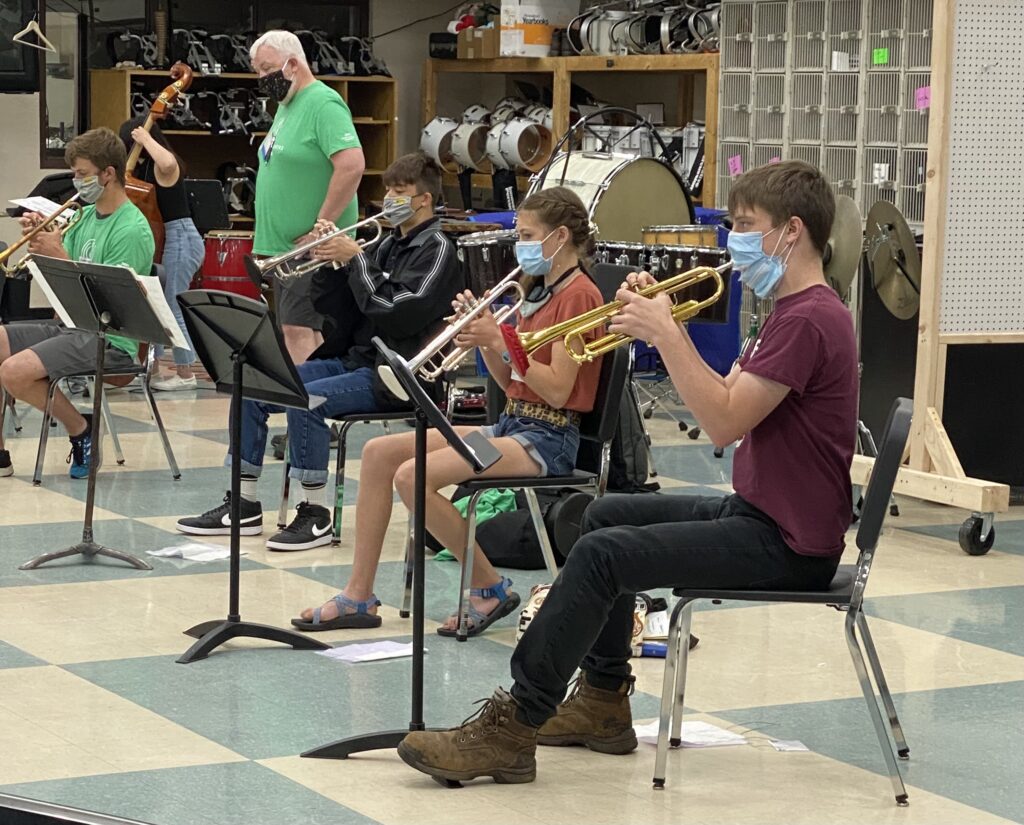 The 2021 WSMA Jazz ensemble practicing