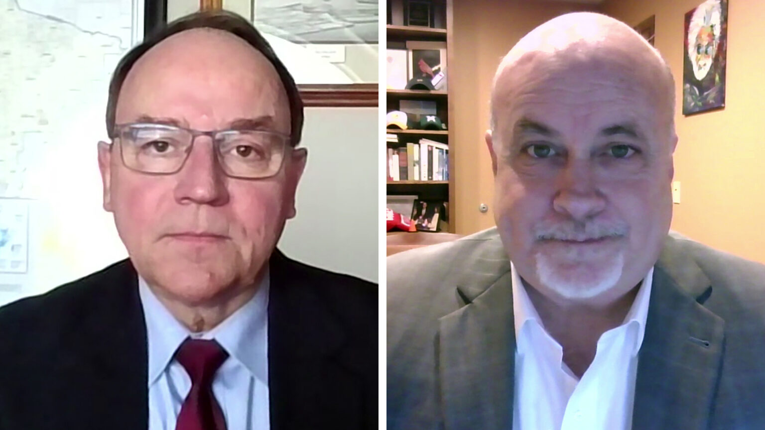 Two adjacent screenshots show Tom Tiffany and Mark Pocan seated in different locations.