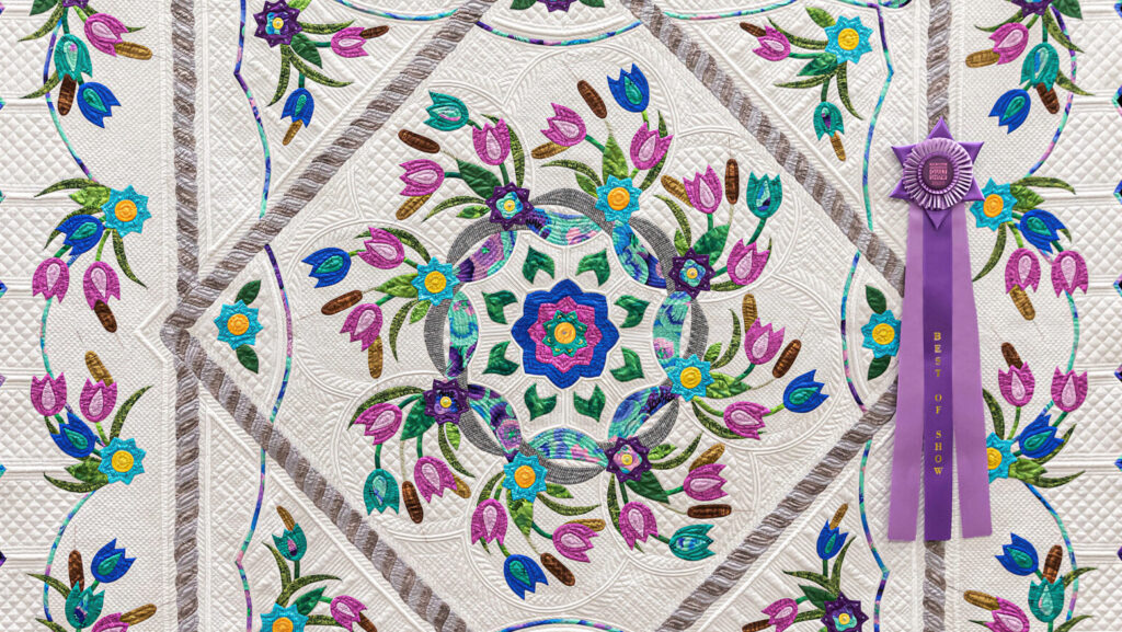Spring Breeze the 2020 Best of Show Quilt, created and quilted by Barbara Clem of Rockford, Illinois.