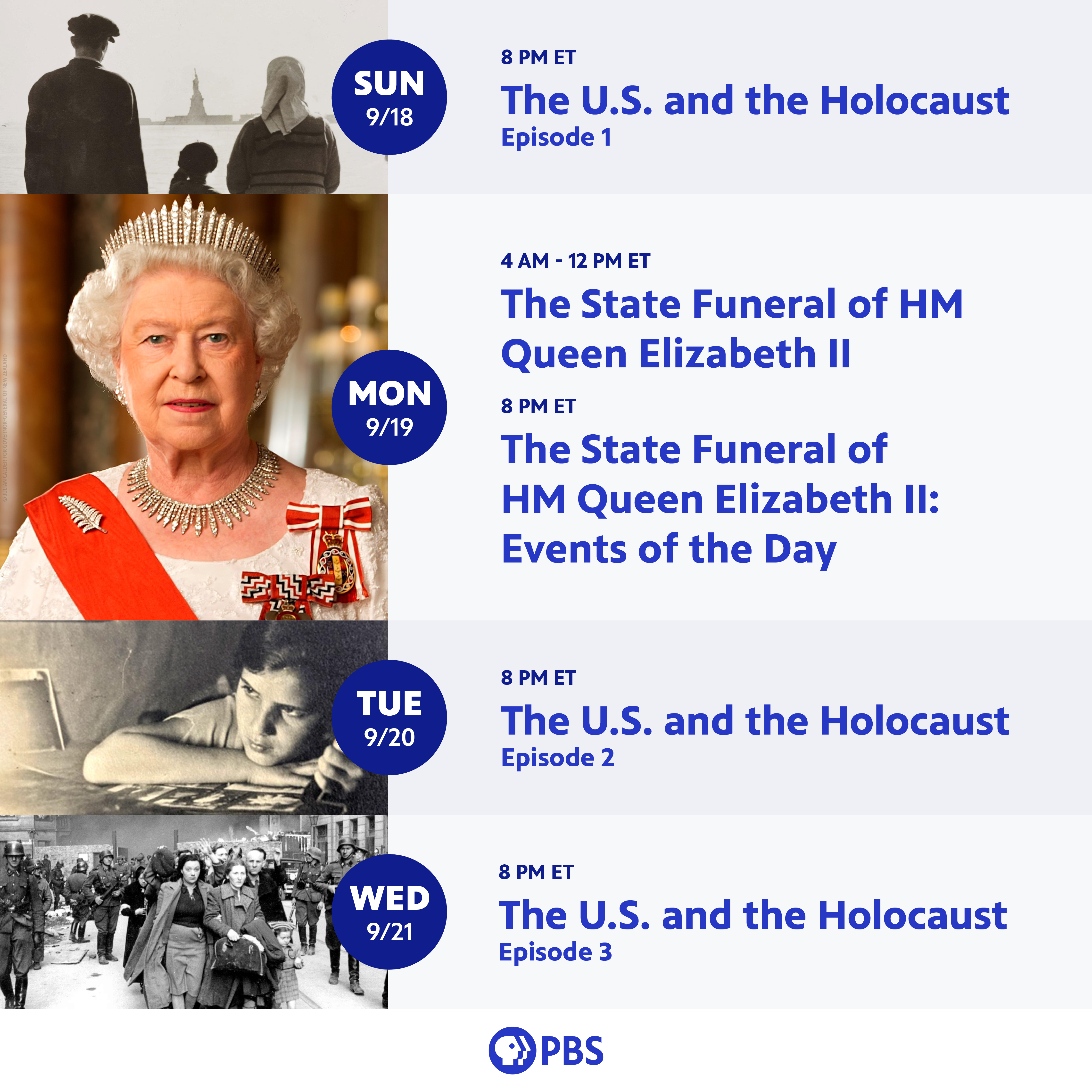 PBS USATH Queen Elizabeth II Funeral Coverage 2022 Social Media Image Schedule Update