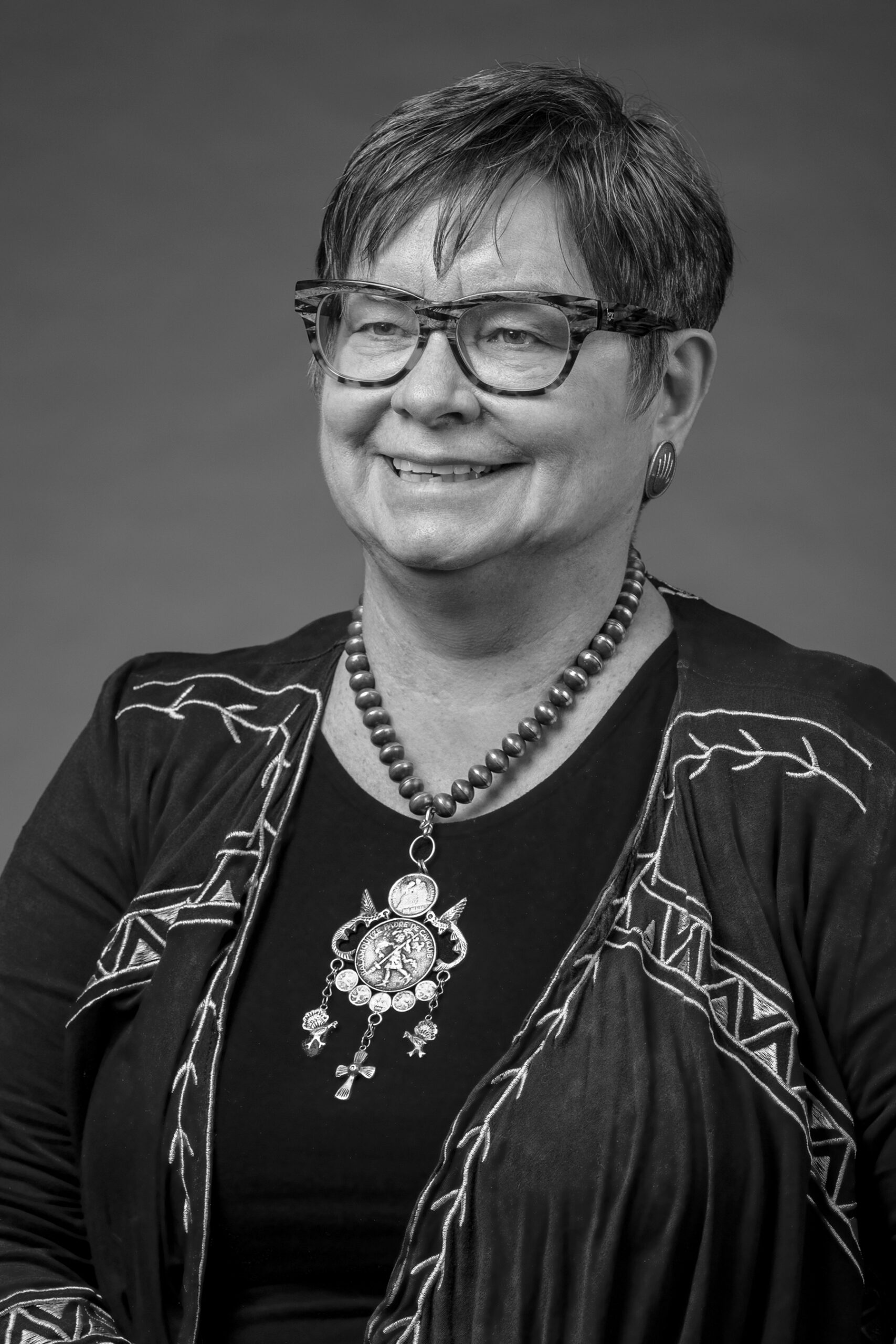 Black and white portrait of Individual Giving Associate, Laura Ehmann