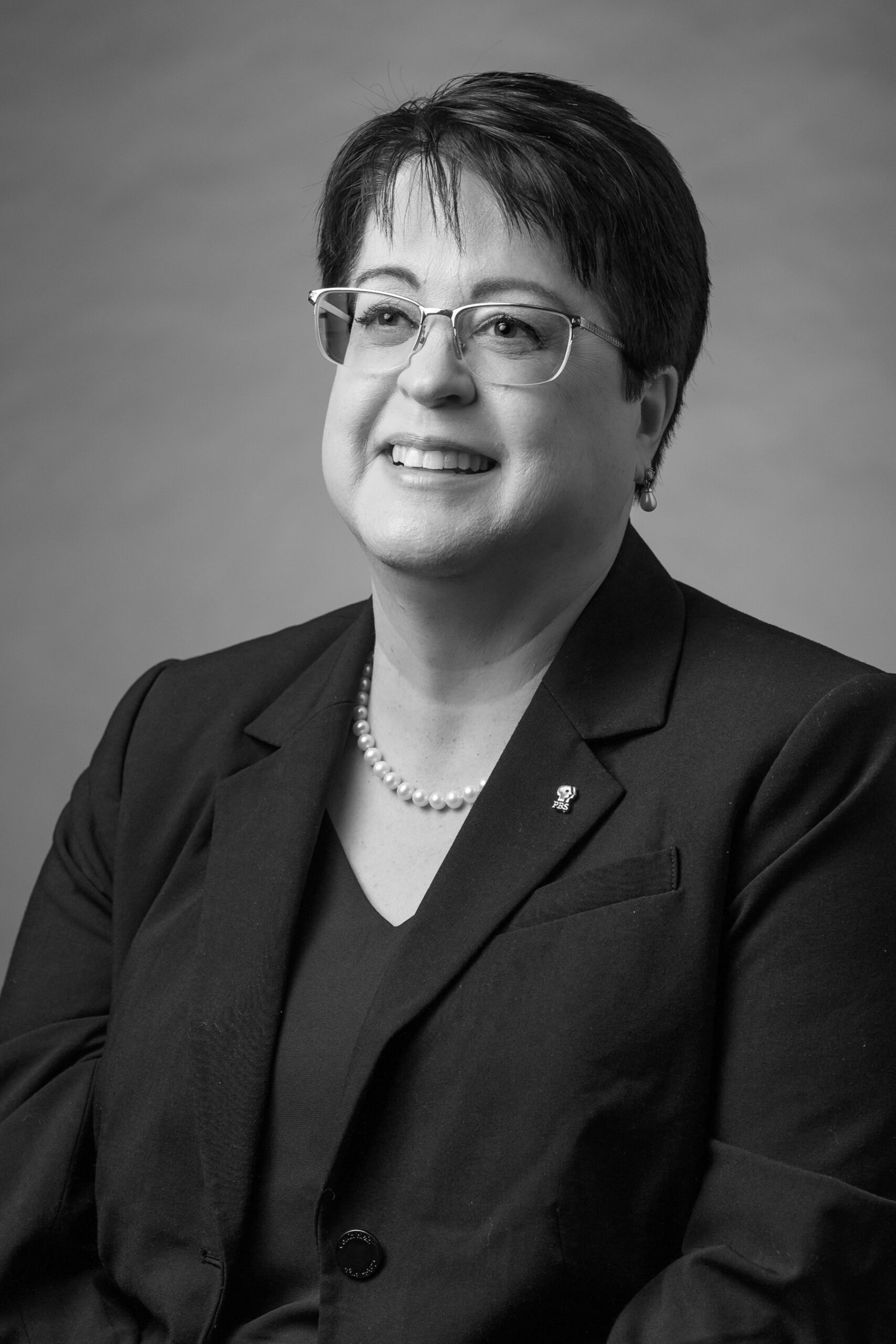 Black and white portrait of Director of Individual & Legacy Giving, Melinda Murphy