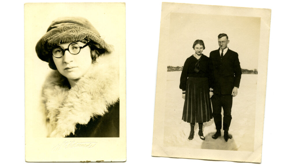 Vintage postcard images of Eleanor and Herman Apps.