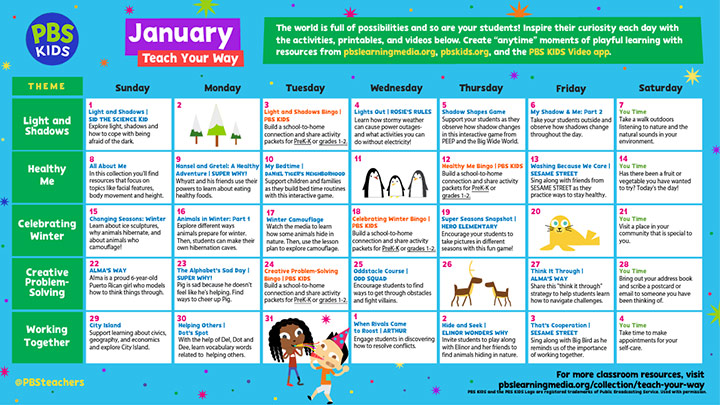 Calendar of early learning activities