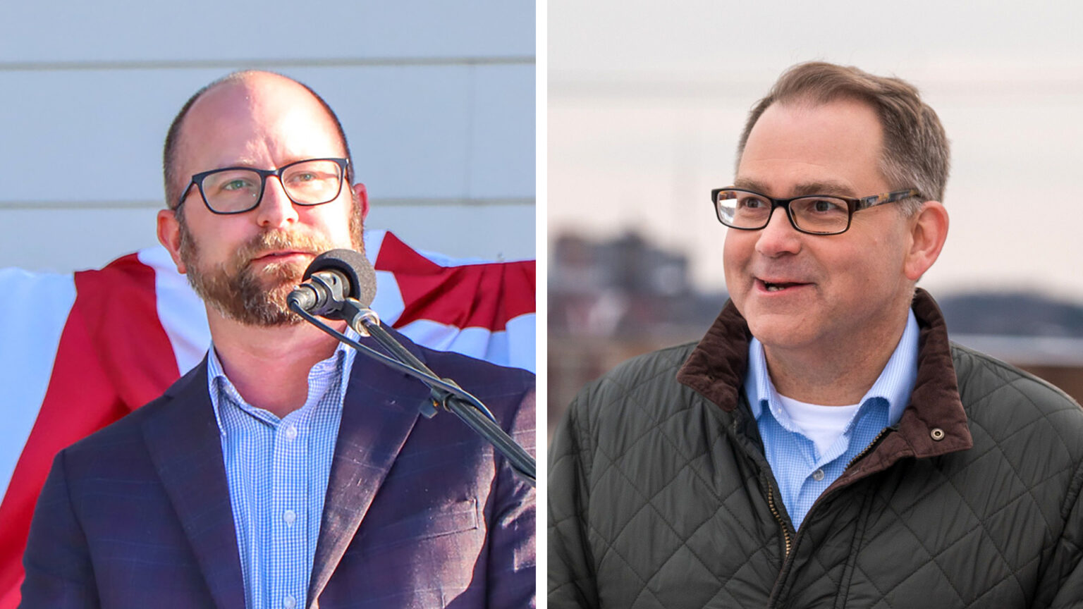 Side-by-side images show Eric Genrich and Chad Weininger standing outside in different locations.