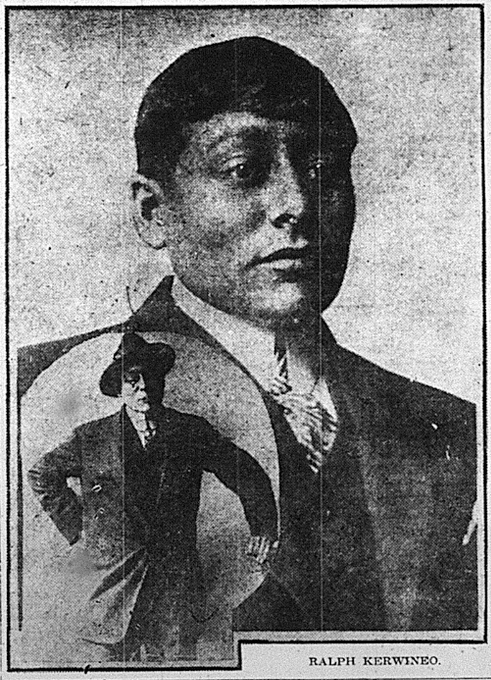 A newspaper clipping of Ralph Kerwineo from 1914