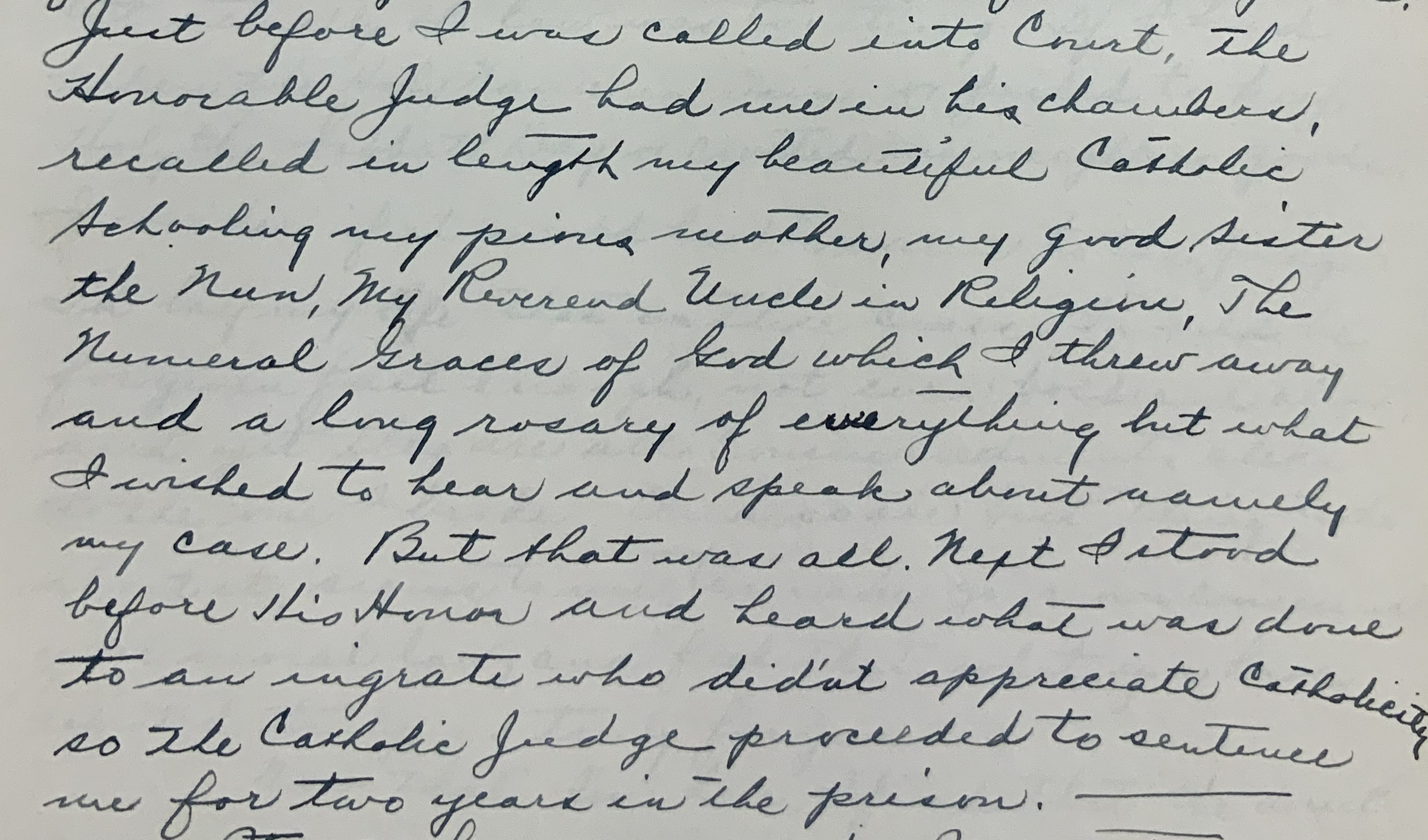 A scan of a segment of a letter in handwritten manuscript.