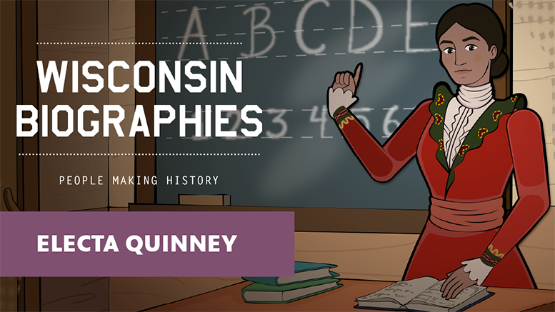 Animation still from Electa Quinney Wisconsin Biography