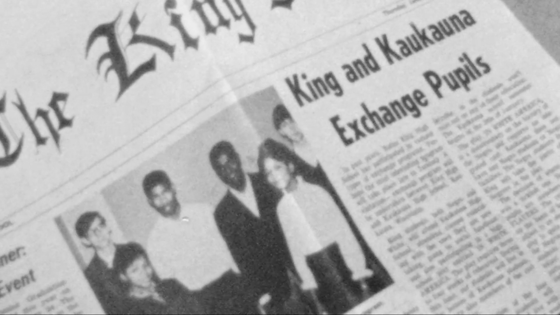 Archive newspaper showing the headline King and Kaukauna Exchange Pupils