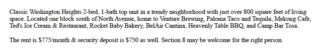 A screenshot of a Craigslist ad describes a rental unit and ends with the line: "Section 8 may be welcome for the right person."