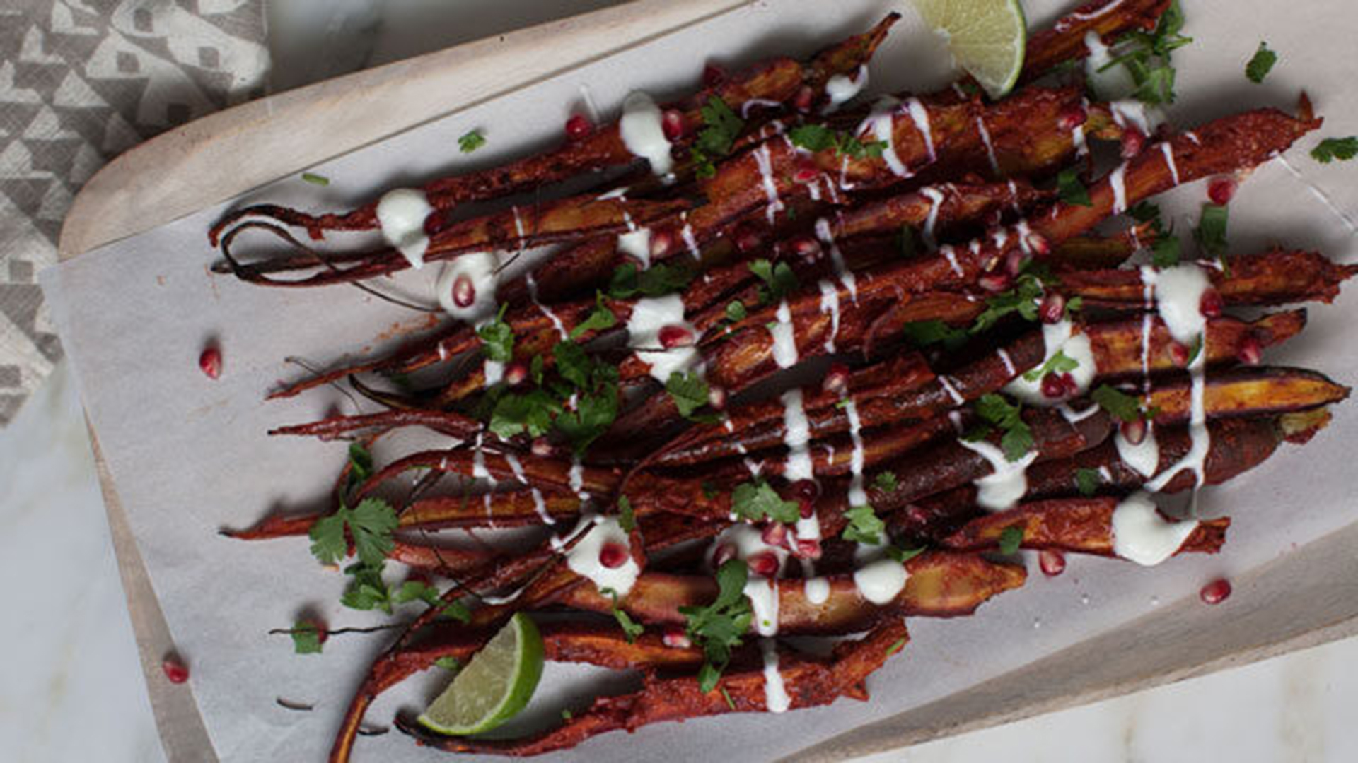 Carrots al pastor on a platter.