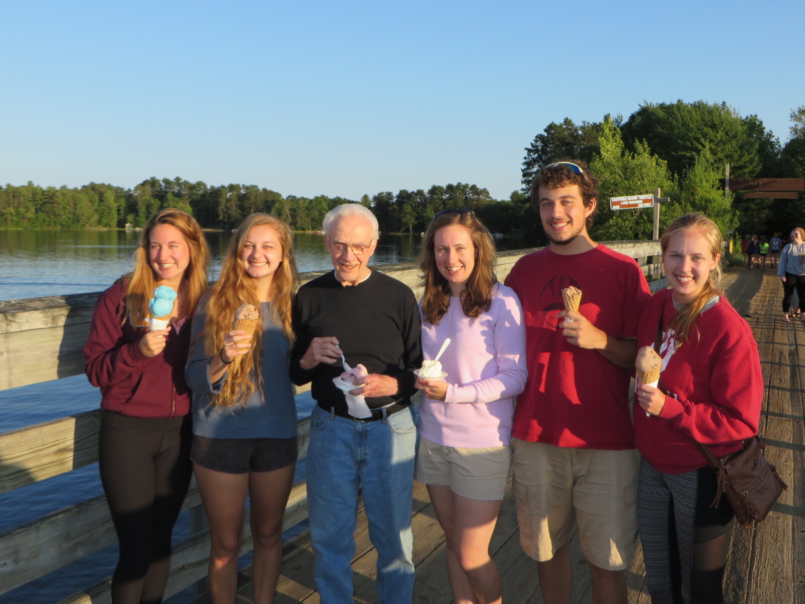 The family of Wisconsin Life producer Joel Waldinger, including his father in the middle, enjoying ice cream.