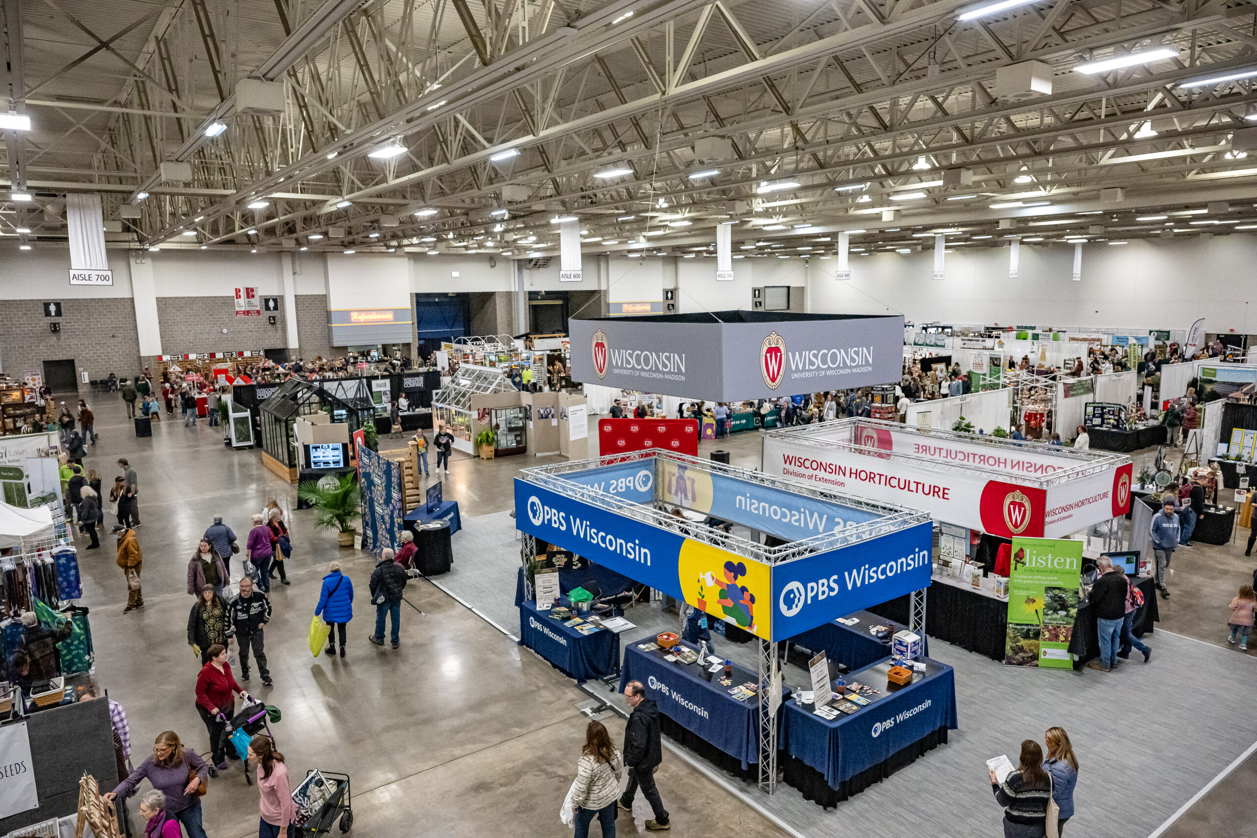 Aerial view of the vendor mall at the 2024 Garden & Landscape Expo. (Source: PBS Wisconsin)