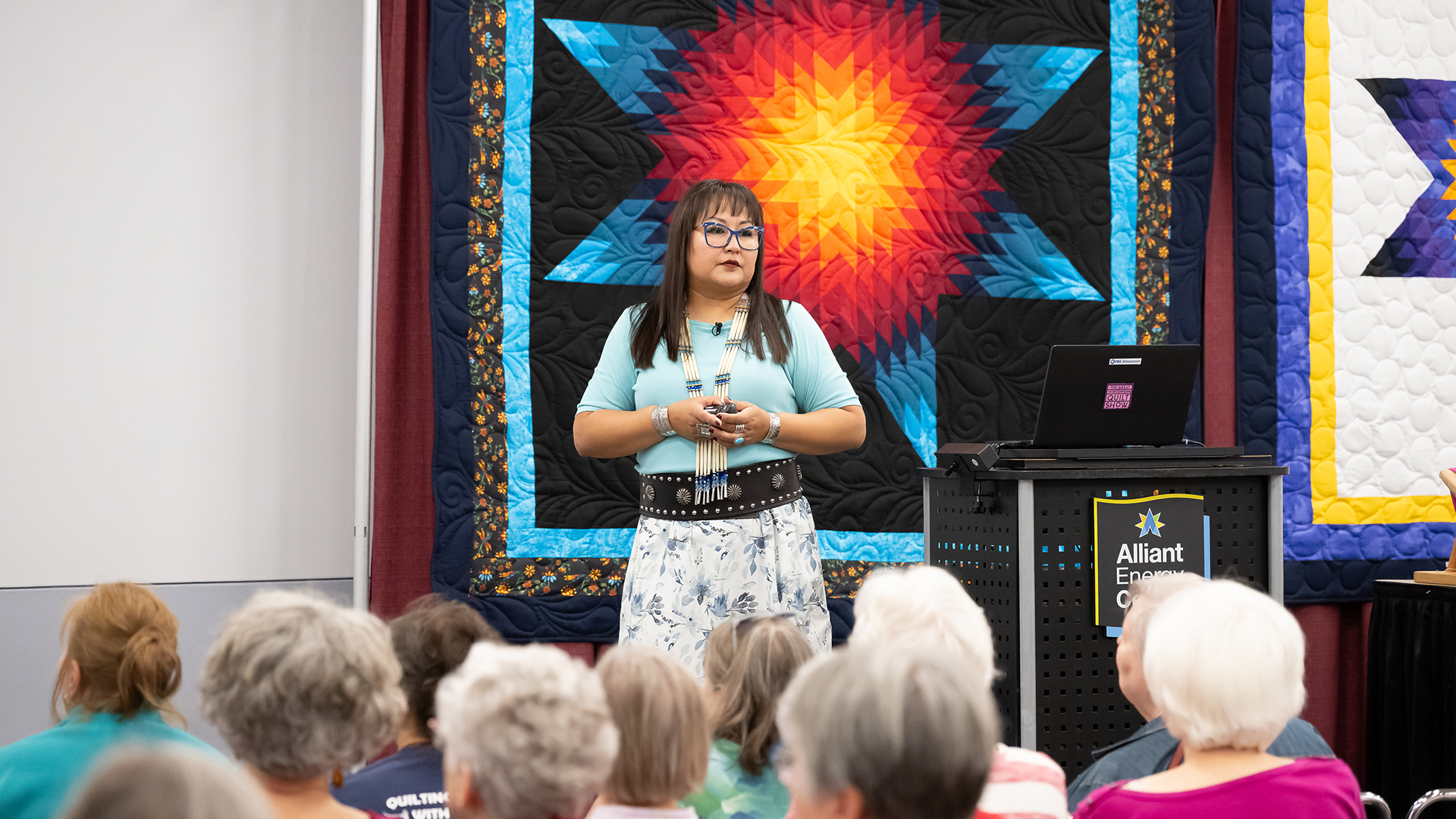 Bonnie LeBeaux presents her Native American Star Quilt at The Great Wisconsin Quilt Show. (Source: PBS Wisconsin)