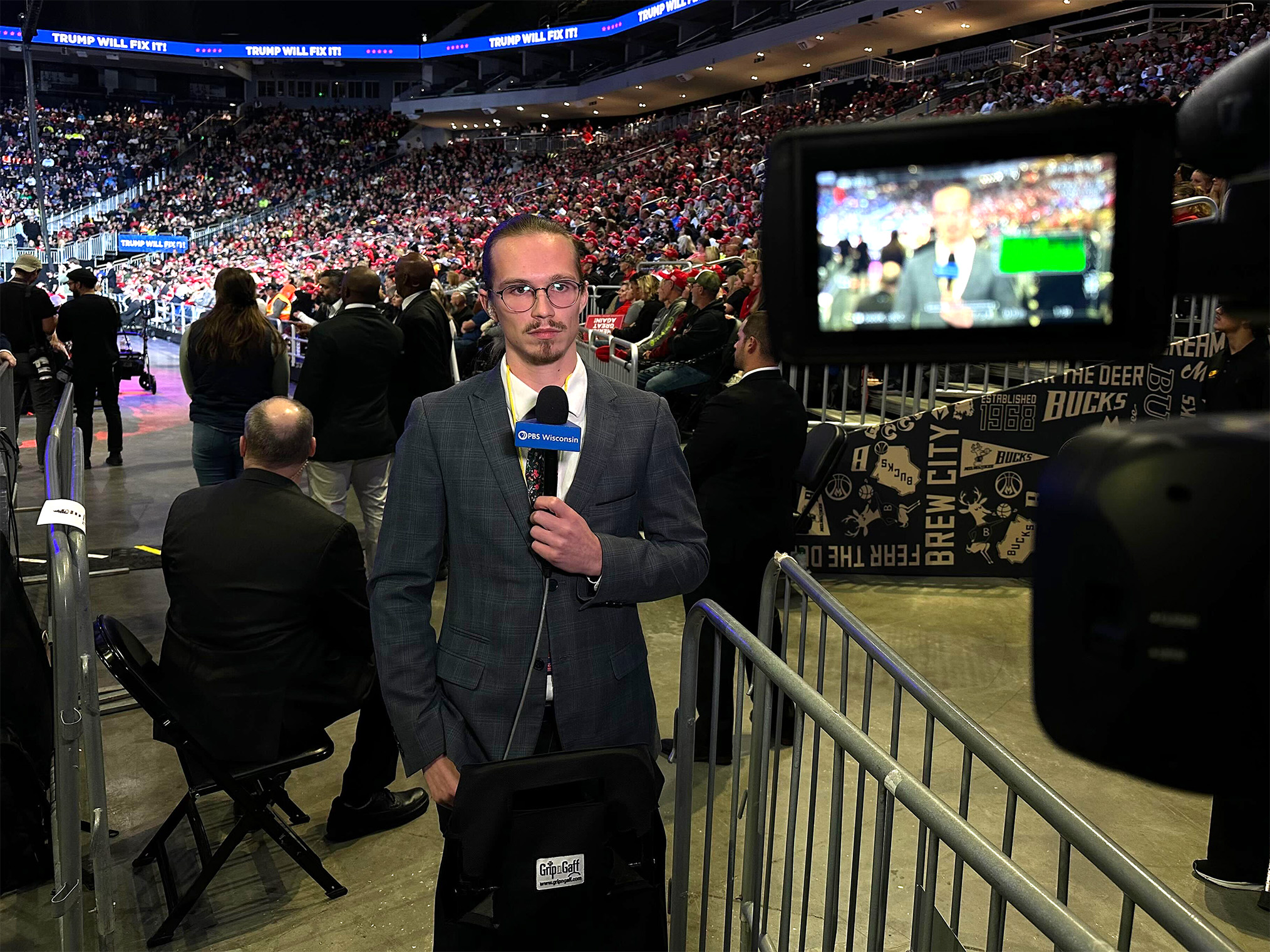 Here & Now Journalist Nathan Denzin reports at the Democratic National Convention in Chicago. (Source: PBS Wisconsin)