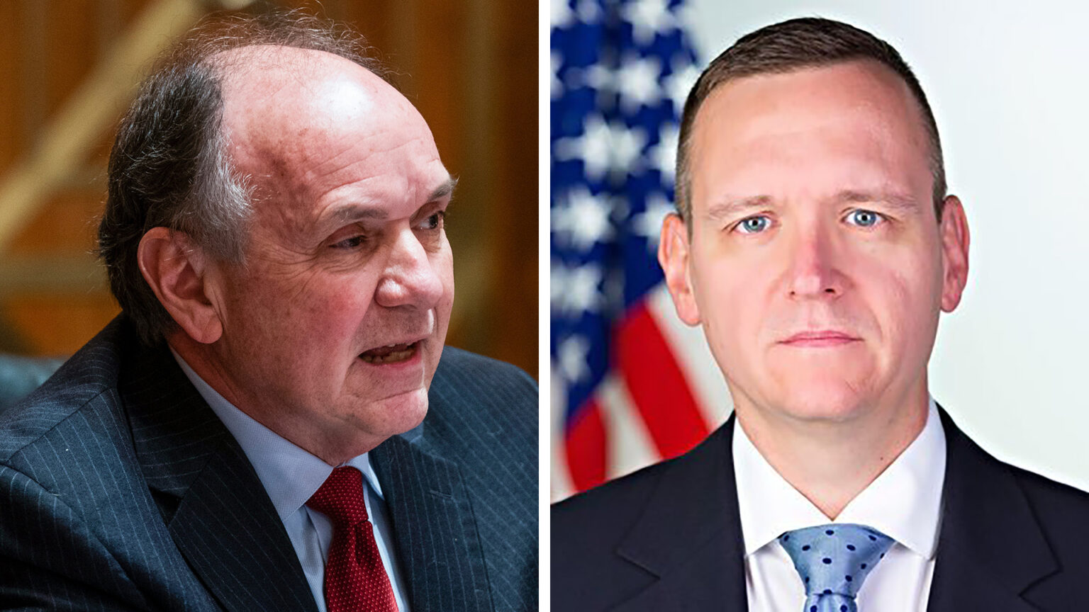 Two side-by-side photos show Jim Troupis and Mike Roman speaking and posing for a portrait, respectively, in rooms with out-of-focus backgrounds. Two side-by-side photos show Jim Troupis and Mike Roman speaking and posing for a portrait, respectively, in rooms with out-of-focus backgrounds.