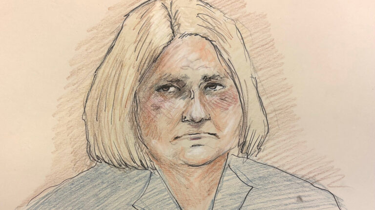 A hand-drawn and shaded sketch shows a depiction of Hannah Dugan. A hand-drawn and shaded sketch shows a depiction of Hannah Dugan.