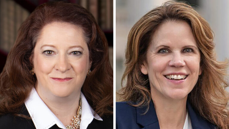 Side-by-side images show Maria Lazar and Chris Taylor posing for portraits.