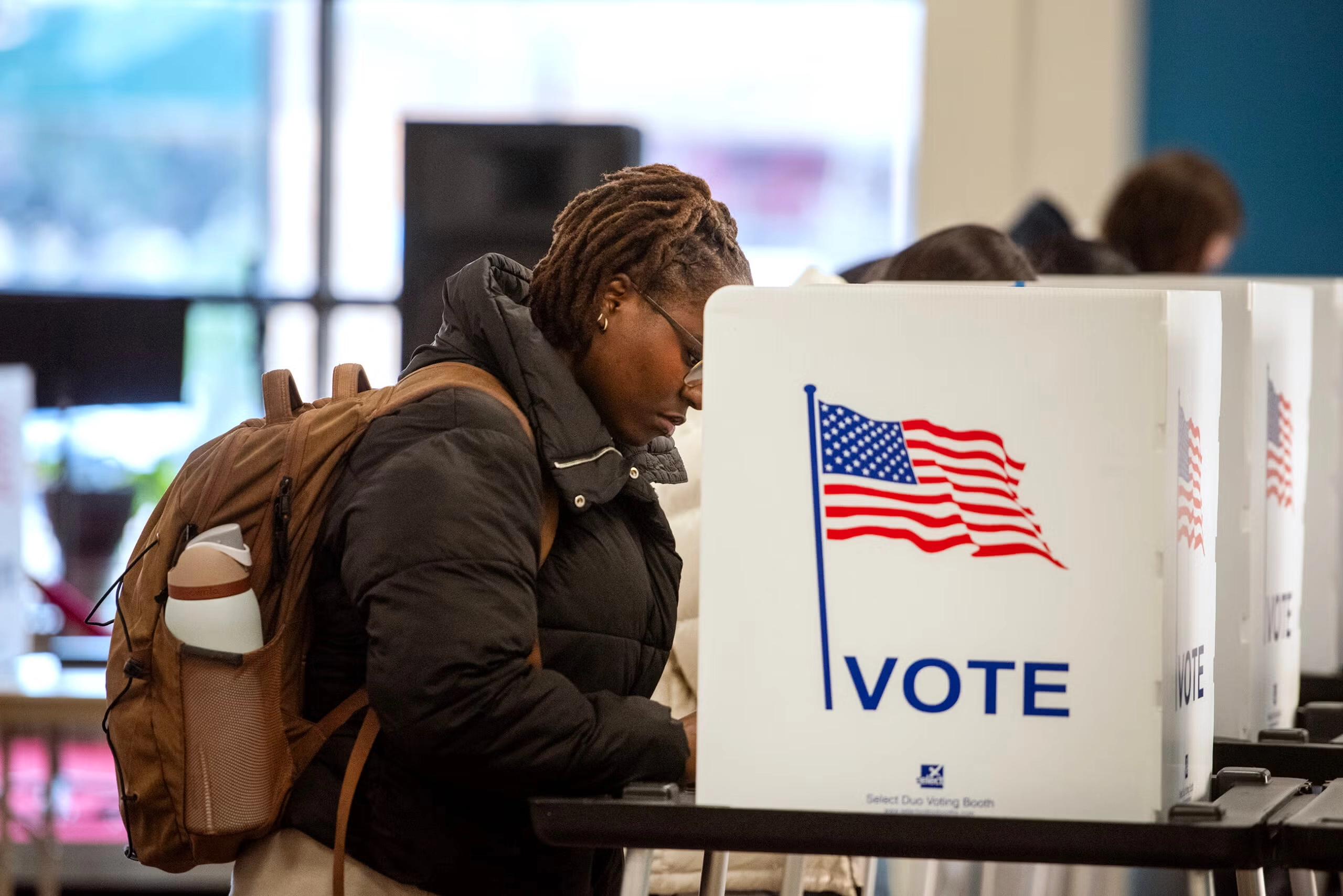 WPR Photojournalist Angela Major captures Madison residents voting in the April 2025 election. (Source: Wisconsin Public Radio)
