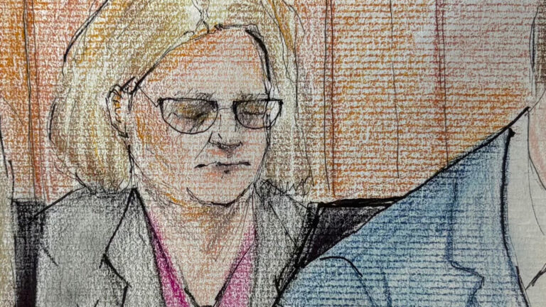 A hand-drawn and shaded sketch shows a depiction of Hannah Dugan sitting.